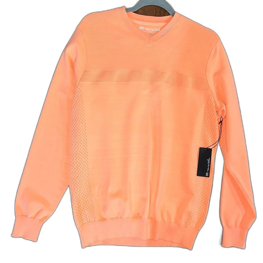 Travis Mathew Heather Flamingo V-Neck Golf Sweater Men’s L Soft Knit NWT